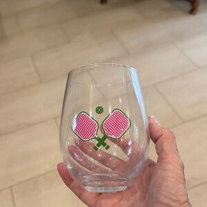 Stemless Wine Glass with Pickleball Design